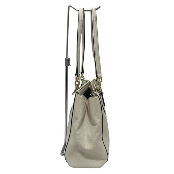 Auth COACH Luxury Crossgrain Leather Small Christy Carryall F57520 Cream Leather - Picture 2 of 9